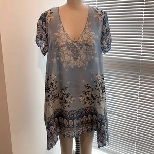 JOHNNY WAS silk scarf print tunic